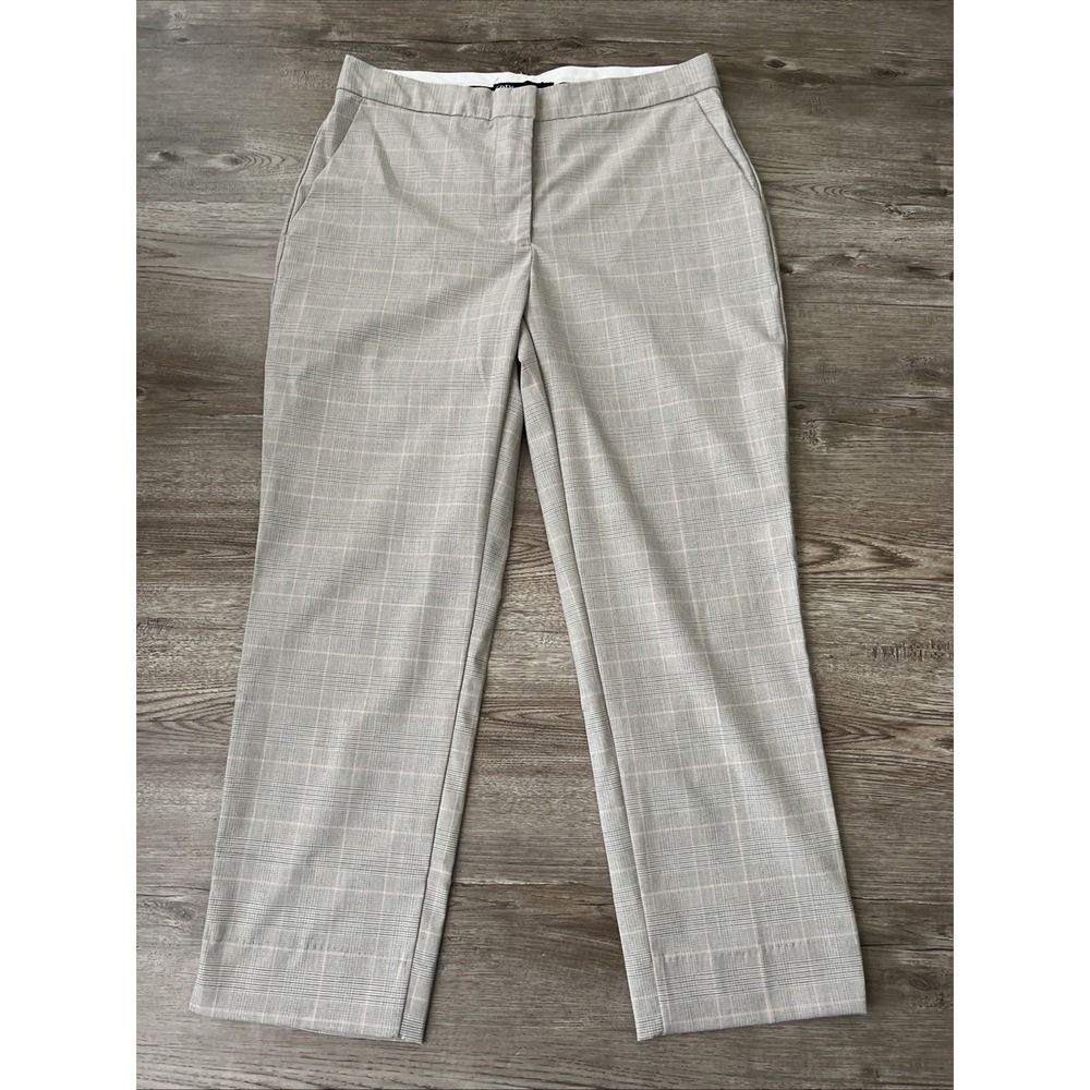 Zara Glen Plaid Ankle Crop Dress Pants Straight Leg Womens 8 New